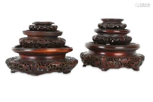 SIX CHINESE WOOD STANDS.