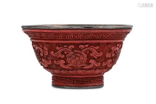 A CHINESE CINNABAR LACQUER CUP.