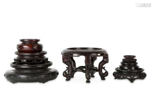 SEVEN CHINESE HONGMU STANDS.