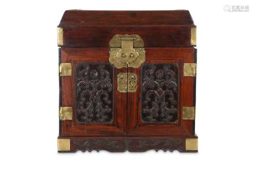 A CHINESE RECTANGULAR HARDWOOD TABLE-TOP CHEST,