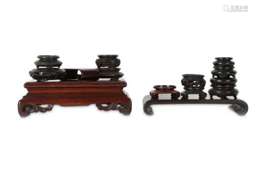 A COLLECTION OF CHINESE HONGMU AND HARDWOOD STANDS.