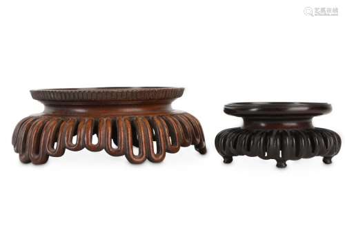 TWO CHINESE HONGMU AND HARDWOOD STANDS.