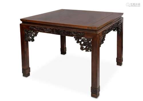 A CHINESE HONGMU SQUARE TABLE.