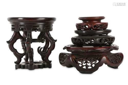 FOUR CHINESE HONGMU STANDS.