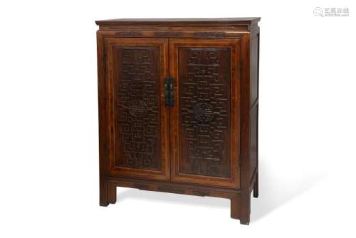 A CHINESE HUAMU-INSET HONGMU CABINET.