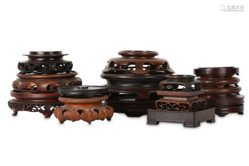 A COLLECTION OF CHINESE HONGMU AND HARDWOOD STANDS.