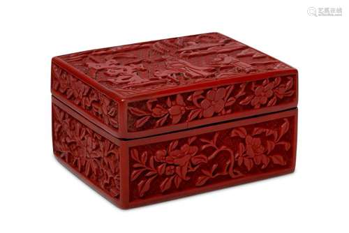 A CHINESE CINNABAR LACQUER BOX AND COVER.