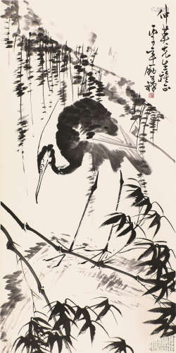 李苦禅(1899-1983) 鹭鸶 设色纸本 镜片