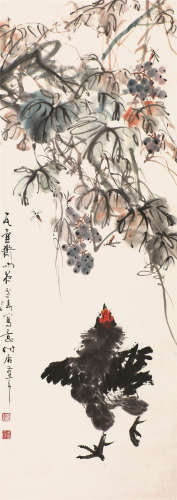王雪涛(1903-1982) 藤蔓大吉 设色纸本 立轴