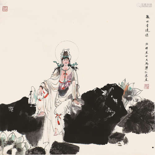 尼玛泽仁(b.1944) 观世音造像 设色纸本 镜片