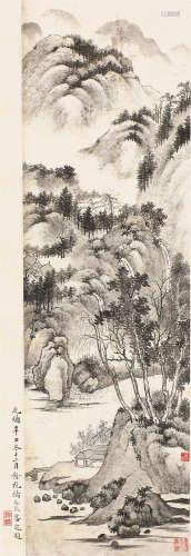 高 翔(1688-1753)( 款) 溪山烟雨 水墨纸本 立轴