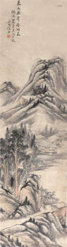 任 预(1853-1901) 万木无声待雨来 设色纸本 镜片
