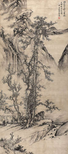 胡铁梅(1848-1899) 老树笙簧 设色绫本 立轴