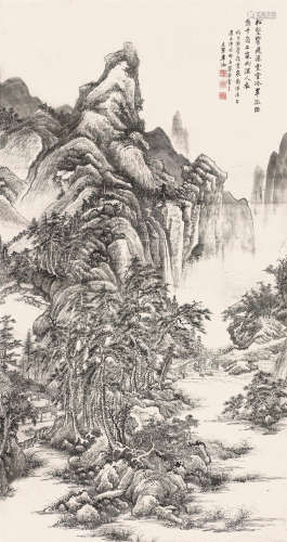 毕 涵(1732-1807) 松壑飞瀑 设色纸本 立轴