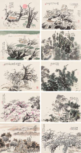 孙君良(b.1941) 山水册页 设色纸本 册页