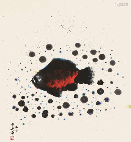 黄建南(b.1952) 游鱼 设色纸本 镜片
