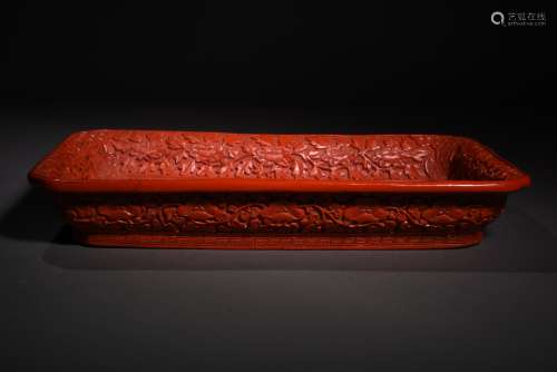 A CARVED CINNABAR LACQUER DRAGON TRAY, QING QIANLONG PERIOD AND LATER