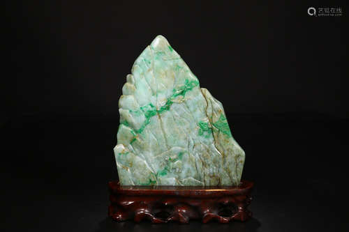 A JADEITE CRAVED MOUNTAIN & PROSE ORNAMENT