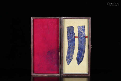 17-19TH CENTURY, A PAIR OF LAZURITE KNIFE, QING DYNASTY