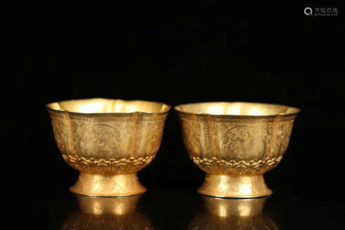 7-9TH CENTURY, A PAIR OF KWAI MOUTH CUP, TANG DYNASTY