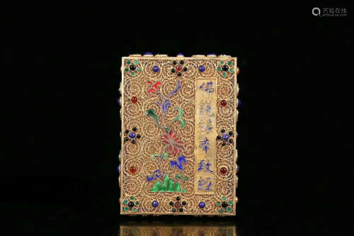 17-19TH CENTURY, A FLORAL PATTERN GILT SILVER SACRED BOOK, QING DYNASTY