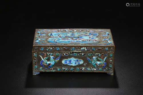 A SILVER ENAMELING BLUE CHARACTER STORY BOX