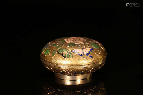 A GILT BRONZE CLOISONNE BOX