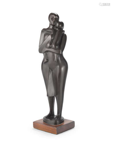 Elizabeth  Catlett (1915-2012) Standing Mother and Child 22 3/4in high (Modeled circa 1993; Cast by 1993.)