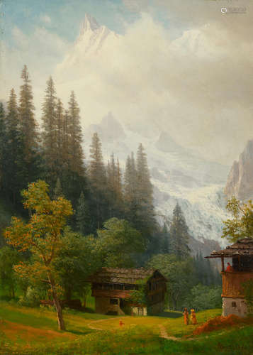 Albert Bierstadt (1830-1902) Alpine Scene 23 x 16 1/2in