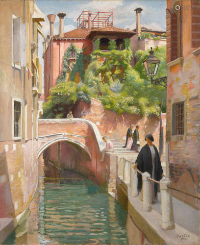 William McGregor Paxton (1869-1941) Venice, 1910 Signed (lower right), Oil on canvas, 30 x 25 inches (Approx. 38 x 33 inches framed).