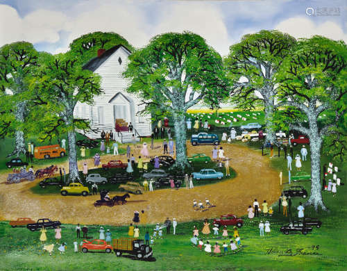 Helen LaFrance (born 1919) Church Fair 25 1/4 x 32in (Painted in 1995.)