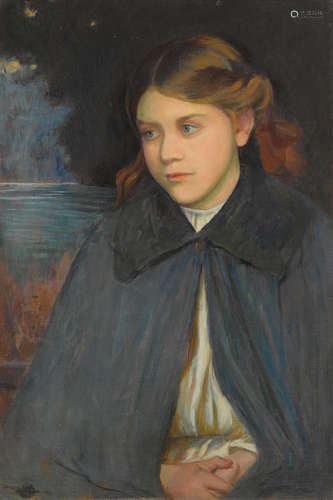 Douglas Volk (1856-1935) Portrait of a Girl 24 1/4 x 16 1/4in (Painted in 1899.)