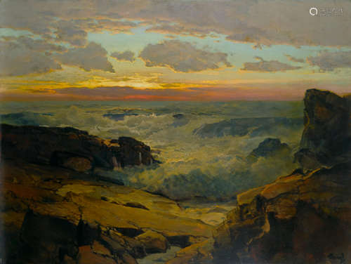 Frederick Waugh, Golden Sunset, o/masonite, 36-1/2 x 48