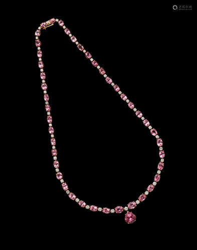 Pink Spinel and Diamond Necklace