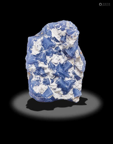 Melanophlogite Pseudomorph on Blue Chalcedony