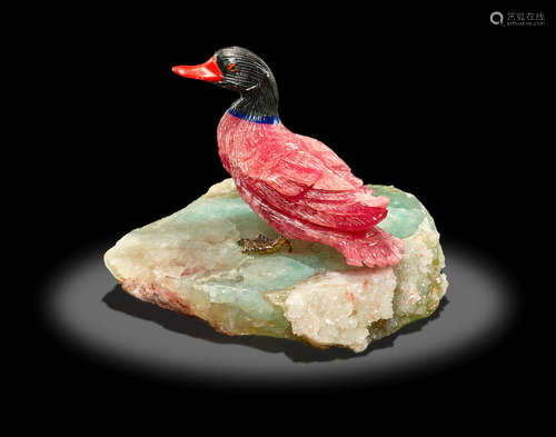 Rhodochrosite Carving of a Duck