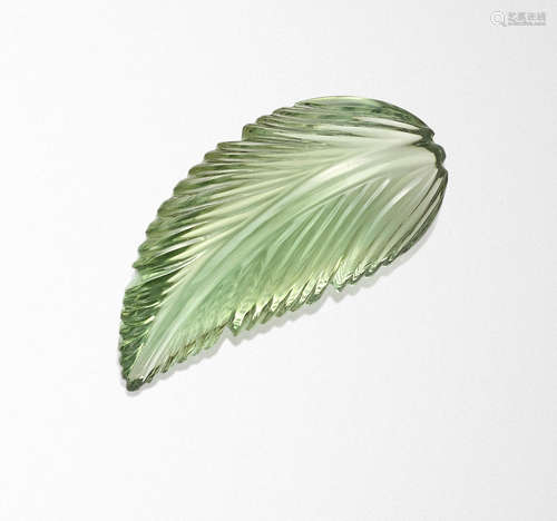 Green Amethyst Leaf-form Carving--