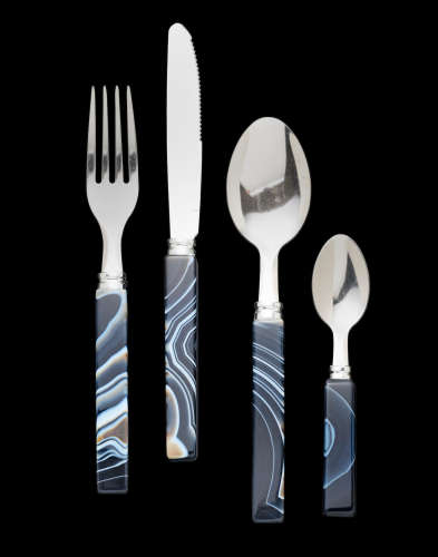 Agate Handled Flatware Service with Stainless Blades