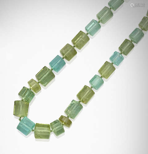 Green Beryl and Aquamarine Necklace