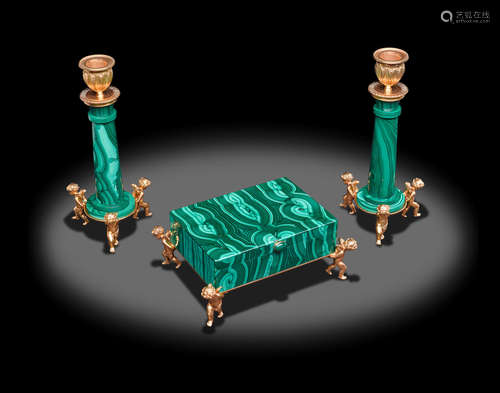 Malachite Three-piece Garniture