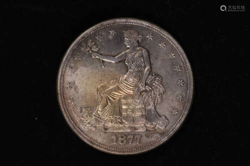 1877 US TRADE TYPE SILVER COIN
