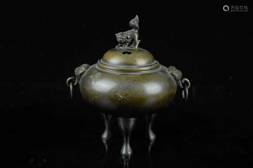 BRONZE CAST TRIPOD 'LION' CENSER