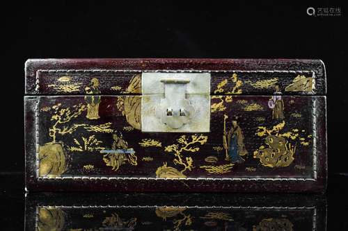 GILT SHEEP SKIN AND LACQUERED BOX