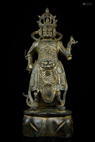 GILT BRONZE CAST 'GUARDIAN' STANDING FIGURE