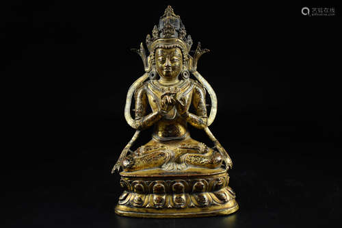 GILT BRONZE CAST 'NAIRATMYA' SEATED FIGURE