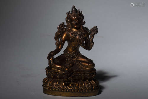 GILT BRONZE CAST TARA SEATED FIGURE