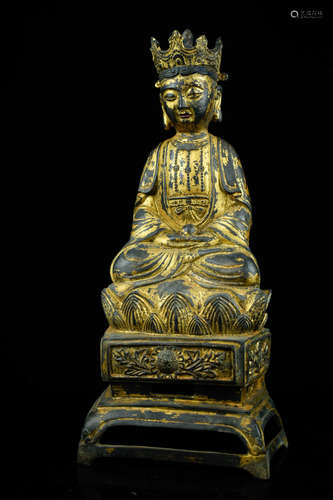 GILT BRONZE CAST BODHISATTVA SEATED FIGURE