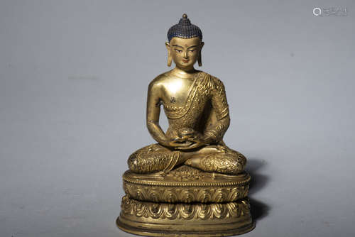 GILT BRONZE CAST AMITAYUS SEATED FIGURE