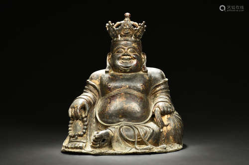 BRONZE CAST MAITREYA BUDDHA SEATED FIGURE