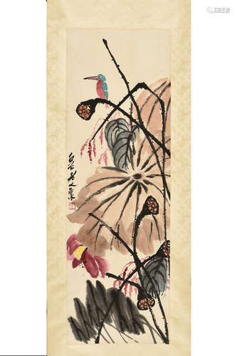 QI BAISHI: INK AND COLOR ON PAPER PAINTING 'LOTUS'